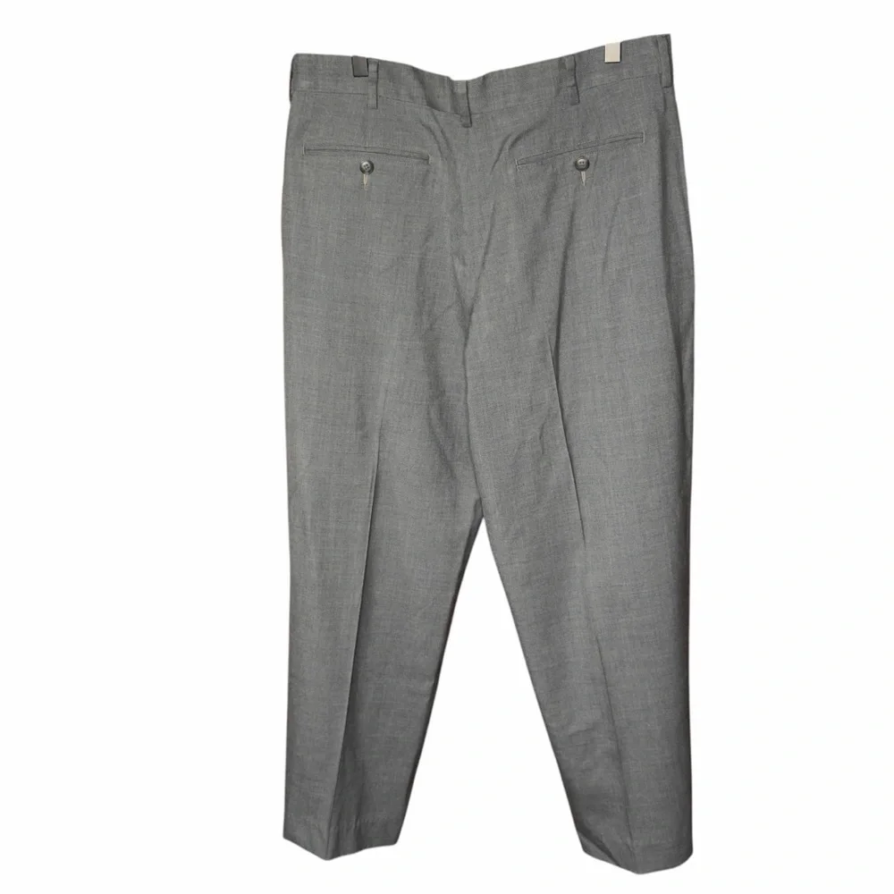 LL Bean Classic Fit Trousers Mens 34x27 Gray Good Flat Front Wool Pants